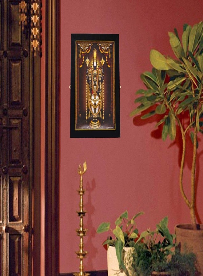 101Temples 101 Temples - Divinity Eternity Spirituality Tirupati Balaji Nijapada Dharshanam in Gold Garland God Photo Frame for Pooja Room with Wall Hook, 1 Piece | 13 x 10”, Matt Finish, Wood - Image 5